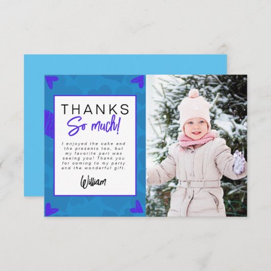 ハートブレーカーキッズフォトバースデーパーティーありがとう サンキューカード (正面/裏面)
