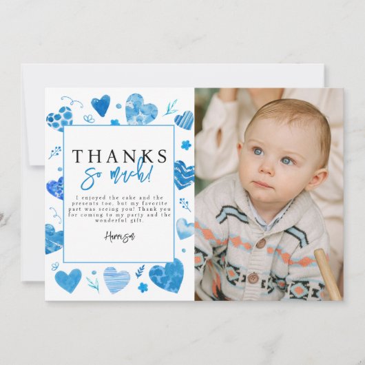ハートブレーカーキッズフォトバースデーパーティーありがとう サンキューカード (正面)