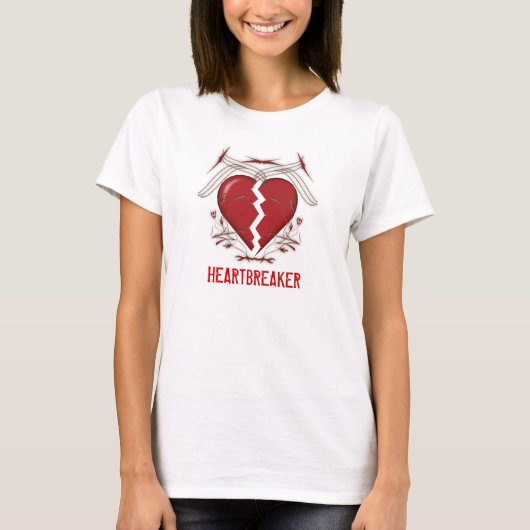 ハートブレーカー: 女性白いTシャツ: Tシャツ (正面)