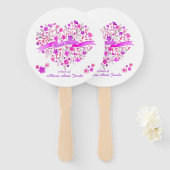 ハートブーケパープルピンクブライダルシャワーファン ハンドファン (正面&裏面)