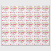 ハートブーケ叔母の誕生日の名前ギフトラップ ラッピングペーパー (フラット)