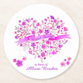 ハートブーケ花ブライダルシャワーコースター ラウンドペーパーコースター (正面)