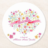 ハートブーケ花ブライダルシャワーコースター ラウンドペーパーコースター (正面)
