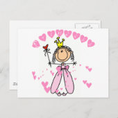 ハートプリンセススティックフィギュアTシャツ&ギフト ポストカード (正面/裏面)