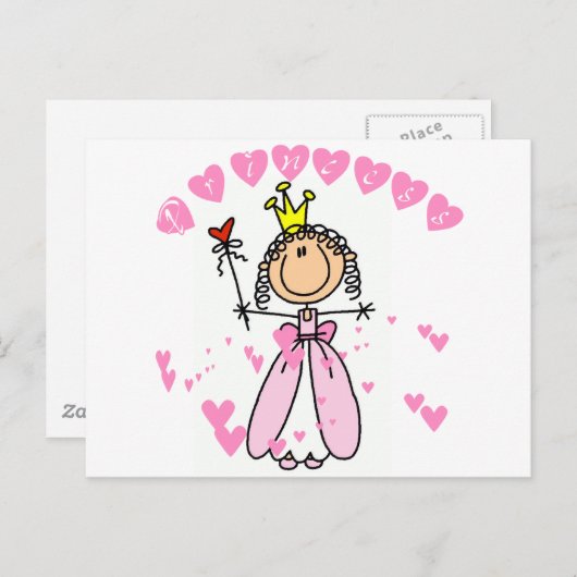 ハートプリンセススティックフィギュアTシャツ&ギフト ポストカード (正面/裏面)