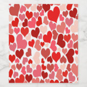 ハートプリント赤とピンク ワインラベル (シングルラベル)