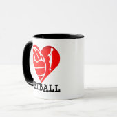 ハートプレーヤーのシルエットI愛ネットボール マグカップ (正面左)