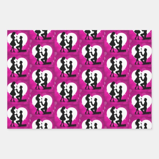 ハートプロポーズ シルエットコレクション ラッピングペーパーシート (正面3)