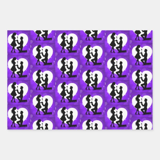 ハートプロポーズ シルエットコレクション ラッピングペーパーシート (正面2)