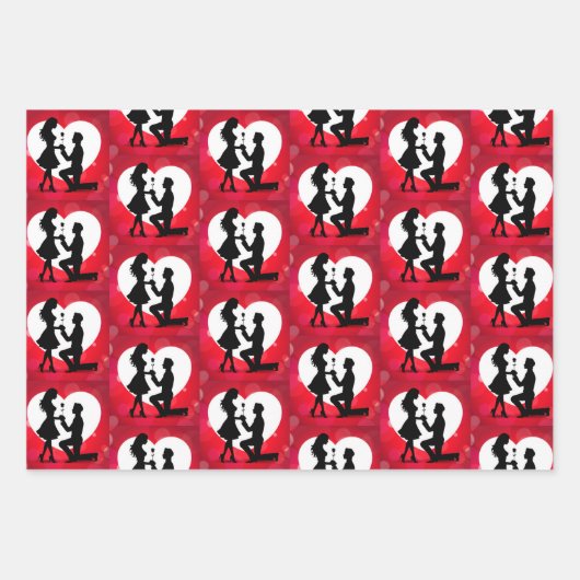 ハートプロポーズ シルエットコレクション ラッピングペーパーシート (正面)