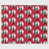 ハートプロポーズ シルエット 赤 ラッピングペーパー (フラット)