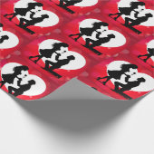 ハートプロポーズ シルエット 赤 ラッピングペーパー (角)