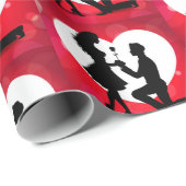 ハートプロポーズ シルエット 赤 ラッピングペーパー (ロールコーナー)