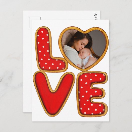 ハートベビー写真誕生発表記念LOVE ポストカード (正面/裏面)