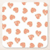 ハートペパロニピザパターン スクエアペーパーコースター (正面)