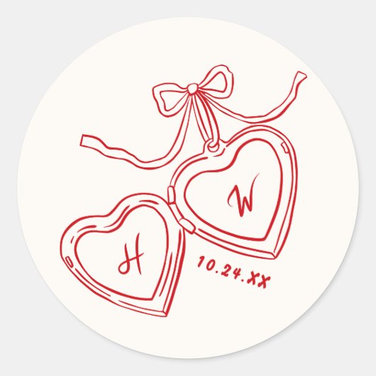 ハートペンダントレッド結婚の婚約パーティの好意 ラウンドシール (正面)