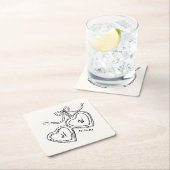 ハートペンダント結婚モノグラム スクエアペーパーコースター (インサイチュ)