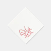 ハートペンダント結婚レッド婚約パーティ スタンダードカクテルナプキン (角)
