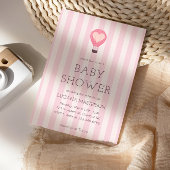 ハートホットエアバルーンパステルピンクベビーシャワー 招待状