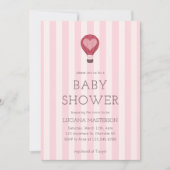 ハートホットエアバルーンパステルピンクベビーシャワー 招待状 (正面)