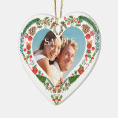 ハートホリデーリース写真テンプレート セラミックオーナメント (左)