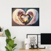 *~*ハートホワイトエンジェルウィングスAP78オパールトパス ポスター (ホームオフィス)