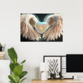 *~*ハートホワイトエンジェルウィングスAP78オパールポスター ポスター (ホームオフィス)