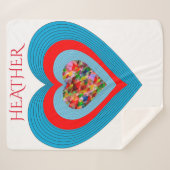 ハートホワイトシェルパパーソナライズされた毛布 シェルパブランケット (正面(横))