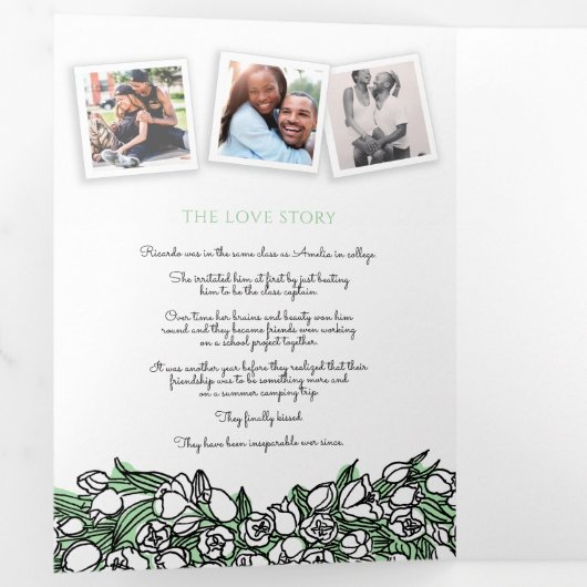 ハートホワイトチューリップのインクの物語の結婚献身 三つ折りプログラム (内部最初)