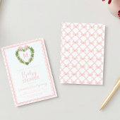 ハートボウコケットリースモノグラムベビーシャワー 招待状