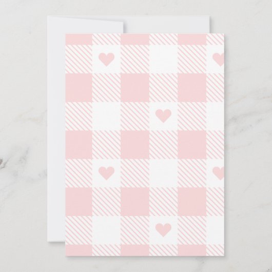 ハートボウジンガムフランスのテディベア赤ちゃんシャワー 招待状 (裏面)