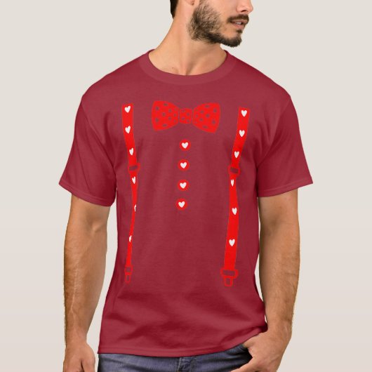 ハートボウタイサスペンダズバレンタインデー Tシャツ (正面)