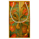 ハートボウ赤と緑のグリッタールックプレゼンス スモールペーパーバッグ (裏面)