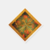 ハートボウ赤グリーングリッタールックプレゼントデザイン スタンダードカクテルナプキン (角)