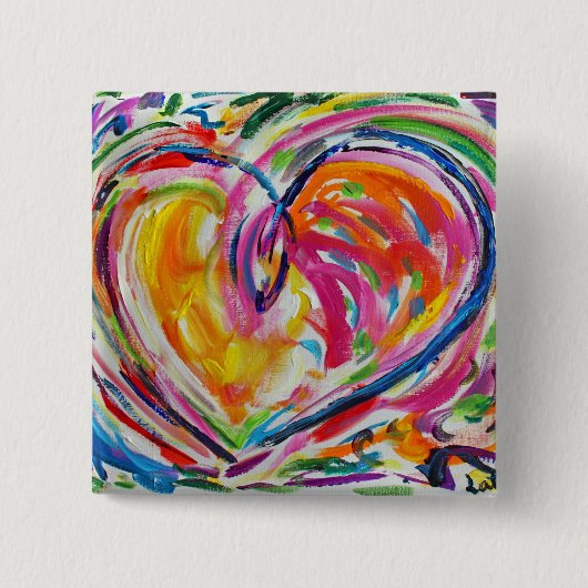 ハートボタンまたはピン 缶バッジ (正面)