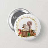 ハートボタン付きリス 缶バッジ (正面&裏面)