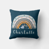 ハートボホレインボーパーソナライズされた名付き クッション (裏面)
