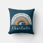 ハートボホレインボーパーソナライズされた名付き クッション (正面)