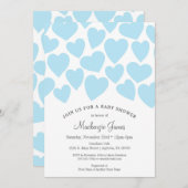 ハートボーイベビーシャワー招待状ブルーお洒落 招待状 (正面/裏面)