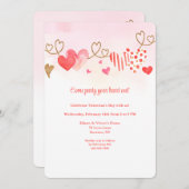 ハートボーダー バレンタイン 招待状 (正面/裏面)