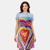 ハートボーホウォーターカラーアート エプロン (着用した状態)