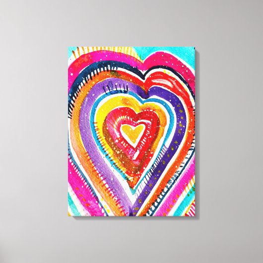 ハートボーホウォーターカラーアート キャンバスプリント (正面)