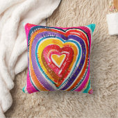 ハートボーホウォーターカラーアート クッション (ブランケット)