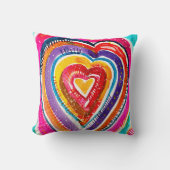 ハートボーホウォーターカラーアート クッション (正面)