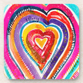 ハートボーホウォーターカラーアート コースター (正面)