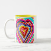 ハートボーホウォーターカラーアート ツートーンマグカップ (左)