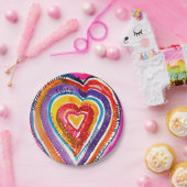 ハートボーホウォーターカラーアート ペーパープレート (パーティー)