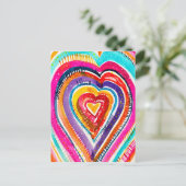 ハートボーホウォーターカラーアート ポストカード (スタンド正面)