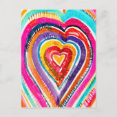 ハートボーホウォーターカラーアート ポストカード (正面)