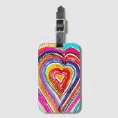 ハートボーホウォーターカラーアート ラゲッジタグ (正面縦)